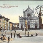 Cartolina di Piazza Santa Croce a Firenze del 1865